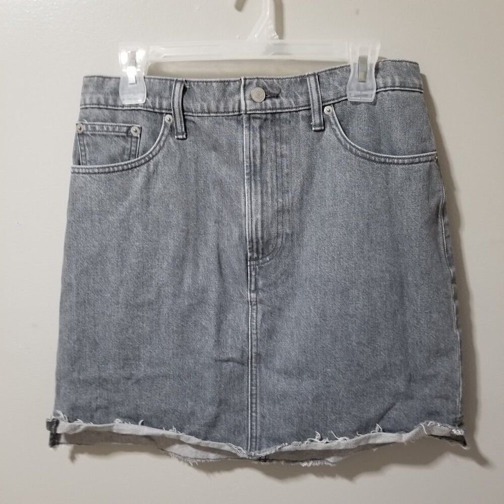 Lucky Brand Mini Skirt Women's 10/30 Gray Denim Jean Raw Hem